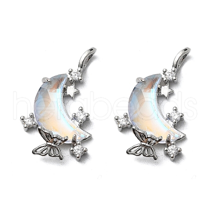 Brass Micro Pave Cubic Zirconia with Resin Pendants KK-Z103-04P-1