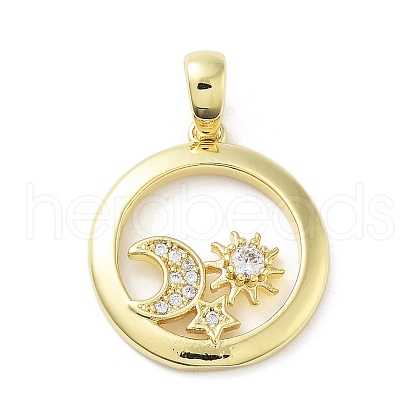 Brass Micro Pave Cubic Zirconia Pendants KK-F877-02G-1