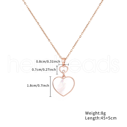 Brass Pearl Shell Heart Pendant Necklace for Women XQ6291-1