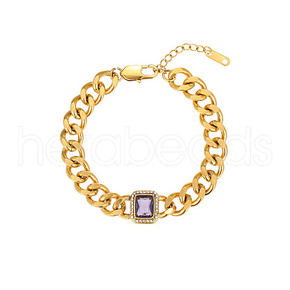 Rectangle Cubic Zirconia Link Bracelets ZV2331-2-1