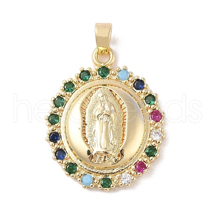 Brass Clear Cubic Zirconia Pendants KK-Z050-15G-02-1