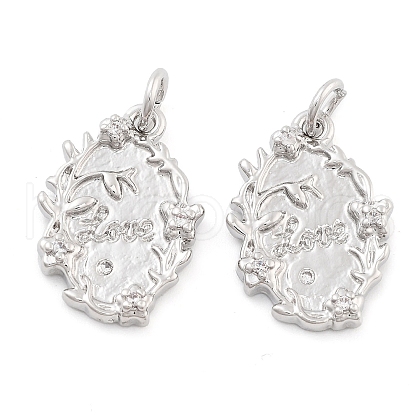 Rack Plating Brass & Clear Cubic Zirconia Pendants KK-S371-03P-1