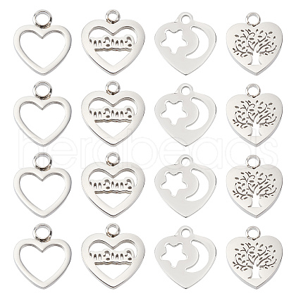 DICOSMETIC 16Pcs 4 Style 304 Stainless Steel Charms STAS-DC0005-46-1
