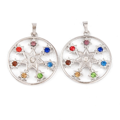 Chakra Alloy Micro Pave Rhinestone Pendants G-NH0025-06P-1