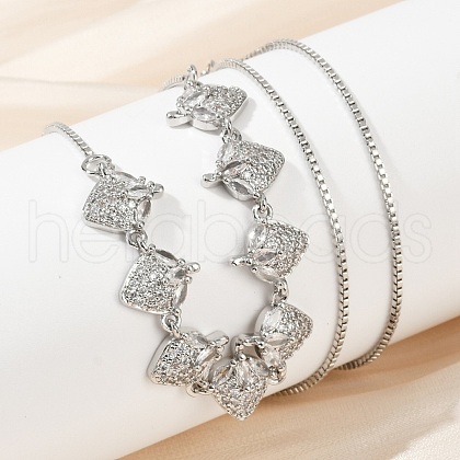 Brass Micro Pave Clear Cubic Zirconia Fruit Bib Necklaces NJEW-F342-01A-P-1
