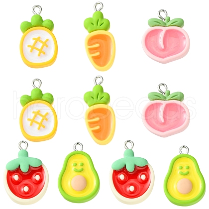 10Pcs 5 Styles Opaque Resin Pendants RESI-FS0001-52-1