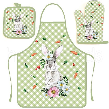 Easter Theme Polyester Sleeveless Apron and Gloves PW-WG43897-05-1
