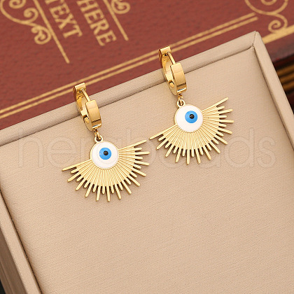 Evil Eye 304 Stainless Steel Enamel Hoop Earrings FS-WGE1300-03-1