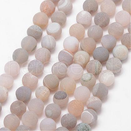 Natural Druzy Geode Agate Bead Strands G-K166-09-10mm-08-1