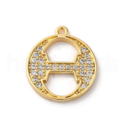 Rack Plating Brass Micro Pave Cubic Zirconia Pendant KK-H449-76G-08-1