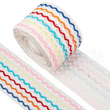 Gorgecraft 5M Rainbow Color Flat Polyester Wave Elastic Cord OCOR-GF0003-85D-1