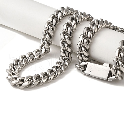 Non-Tarnish 304 Stainless Steel Curb Necklaces NJEW-Q337-04D-P-1