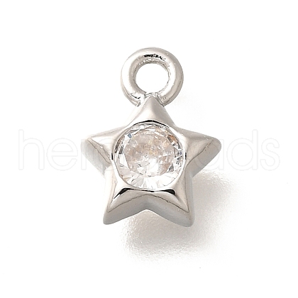 Brass Micro Pave Cubic Zirconia Charms KK-C085-23P-1
