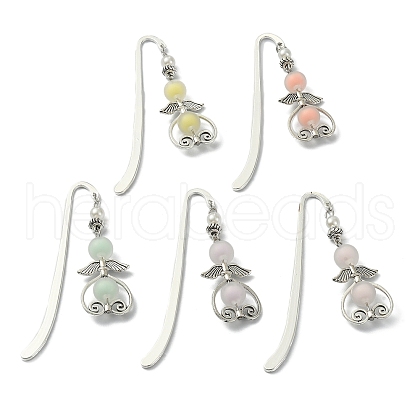 5Pcs 5 Colors Alloy Hook Bookmarks AJEW-JK00235-S-1