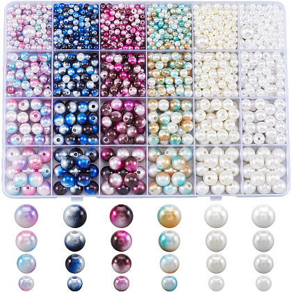 1890Pcs Two Tone ABS Plastic Imitation Pearl Beads Sets DIY-WH20010-19A-1