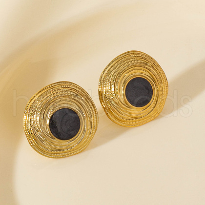 304 Stainless Steel Flat Round Stud Earrings DV1097-3-1