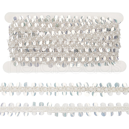 BENECREAT 5 Yards Paillette with Glass Seed Bead Ribbons OCOR-BC0007-67B-1