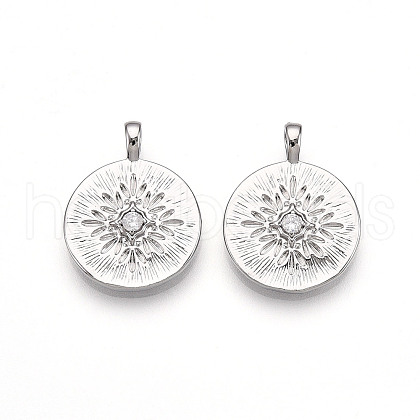 Brass Micro Pave Cubic Zirconia Pendants ZIRC-T016-19P-1