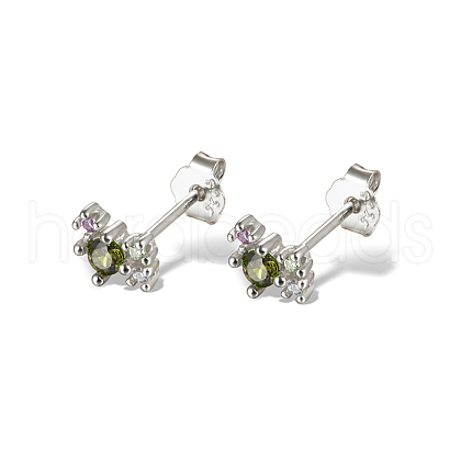 Elegant S925 Sterling Silver Stud Earrings with Rhinestone KH6473-4-1