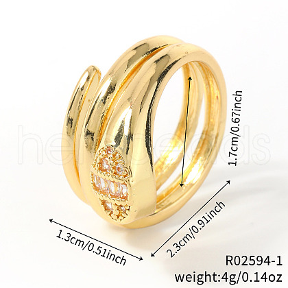 Brass Micro Pave Cubic Zirconia Finger Rings AL1275-1-1