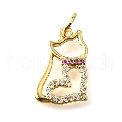 Brass Micro Pave Cubic Zirconia Pendants KK-V007-005G-01-1