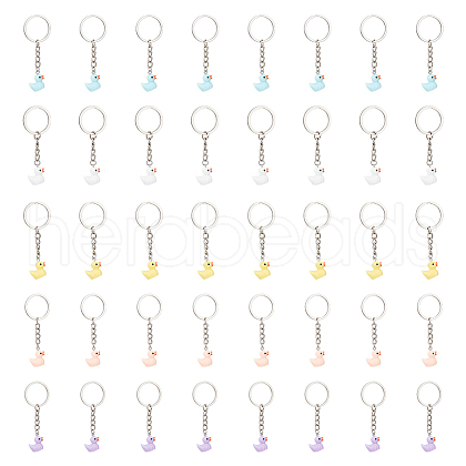 40Pcs 5 Colors Mini Duck Resin Pendant Keychain KEYC-PH01492-1