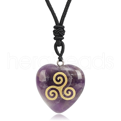 Saint Patrick's Day Natural Amethyst Pendant Necklaces PW-WG10522-04-1