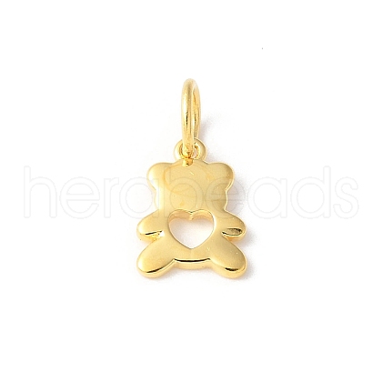 925 Sterling Silver Hollow Heart Bear Charms STER-R012-01G-1