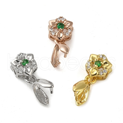 Rack Plating Brass Micro Pave Clear Cubic Zirconia Ice Pick Pinch Bails KK-K340-23-1