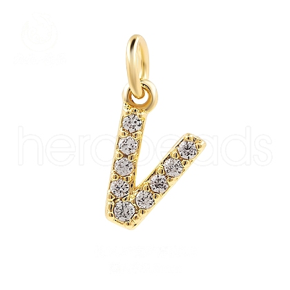 Brass Cubic Zirconia Pendants with Jump Rings FIND-PW0024-09V-1