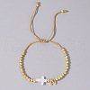 Brass Round Bead Braided Bead Bracelets VB3830-14-1