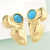 Flower 304 Stainless Steel Synthetic Turquoise Stud Earrings for Women EJEW-U046-16G-2