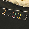 304 Stainless Steel Crystal Rhinestone 3 Flat Round L-Shaped Nose Rings WGC87C3-05-3