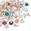 Ocean Theme Alloy Enamel Pendants ENAM-BC0001-04-4