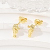 Brass Stud Earrings EJEW-R032-04G-2
