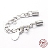 Anti-Tarnish Rhodium Plated 925 Sterling Silver Cord Ends STER-I016-129D-4