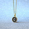 Alloy Black Enamel Disc with Initial Pendant Necklaces for Women WGEDF6F-07-1