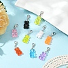 9Pcs 9 Colors Bear Resin Pendant Decorations HJEW-YW00051-4