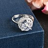 Adjustable 925 Sterling Silver Micro Pave Cubic Zirconia Cuff Rings for Women RJEW-F183-01B-01-2