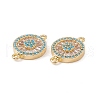 Brass Pave Clear & Deep Sky Blue Cubic Zirconia Connector Charms KK-E068-VC076-3