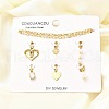 Cubic Zirconia & Shell Pearl Heart Round Pendant & Necklaces & Bracelets Sets SJEW-Q002-02G-1