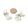 Shell Pearl & Glass & Starfish Cluster Dangle Earrings EJEW-TA00208-4