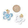 Brass Printing Acrylic Butterfly Dangle Stud Earrings EJEW-JE06431-03-3