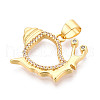 Brass Micro Pave Clear Cubic Zirconia Pendants KK-N268-56G-2