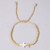 Brass Round Bead Braided Bead Bracelets VB3830-10-1