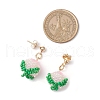Handmade Glass Seed Beads Peach Dangle Stud Earrings EJEW-MZ00448-3