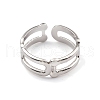 304 Stainless Steel Hollow Out Oval Wrap Open Cuff Rings for Women RJEW-G285-51P-2