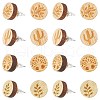 SUNNYCLUE 8 Pairs 4 style Natural Wood Flat Round Stud Earrings EJEW-SC0001-47-1