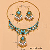 Flower Alloy & Synthetic Turquoise Pendant Necklaces & Dangle Earrings Sets FS-WG5F2DC-01-2