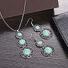 Bohemian Style Alloy & Synthetic Turquoise Pendant Necklaces & Dangle Earrings Sets WG43411-08-1